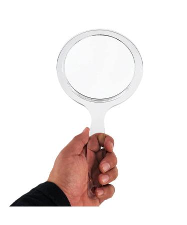 RUCCI Round Hand Held Magnifying Makeup Mirror 10X 1X Clear Acrylic Double-Sided Mirror with Handle Personal Mirror for Women (Round 5 Inch)