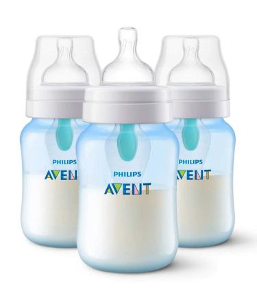 Philips AVENT Anti-Colic Bottle with Air-Free Vent SCF405/34 Blue 9 Ounce (Pack of 3) 9 Ounce (Pack of 3) SCF405/34