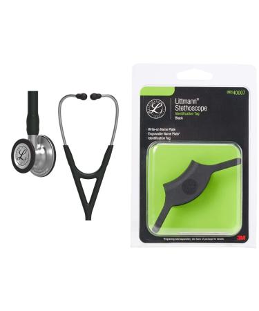 3M Littmann Cardiology IV Diagnostic Stethoscope Standard-Finish Chestpiece Black Tube Stainless Stem and Headset 69 cm 6152 Bundle with 3M Littmann Stethoscope Identification Tag Black 40007 Standard Chestpiece/Stem/Headset Black Tube + Stethoscope Ident