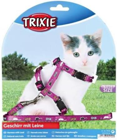Trixie 4144 Kitten Harness with Leash - Adjustable Nylon 21-33 cm Assorted Colors - Comfortable & Safe Pet Gear - Buy Online on SooperMarket.com