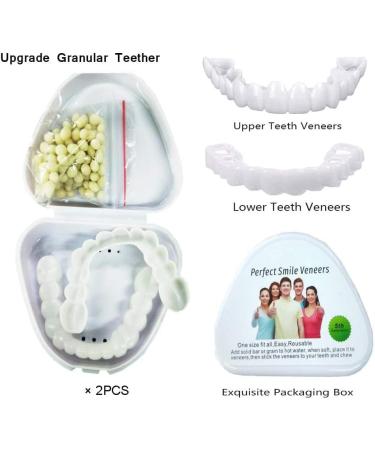 Derlen False Teeth Temporary Repair Kit - 2 Pairs of Top & Bottom Lightening Dentures for Men & Women | Easy-to-Use Braces - Buy Online on SooperMarket.com