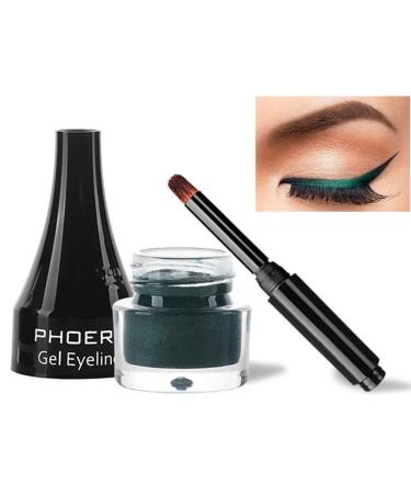 Go Ho Green Eyeliner Gel Pot Matte Cream Eyeliner Makeup Smooth High Pigmented Matte Eye Makeup Gel with Brush Gel Eye Liner Pot for Women 207 Green 207 Green