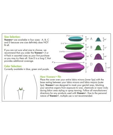 VCovers Bikini Hair Removal Protection 3 Pack - Assorted Sizes A/B/C and Colors for Hair Trim, Cut, Color, Removal, Spray Tanning, and Cosmetic Procedures - Buy Online on SooperMarket.com