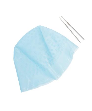 Angoily 1 Set Hair Color Highlighter Cap Hair Dye Tools Silicone Hair Dyeing Coloring Cap Hair Bleaching Kit Hair Color Kit Hair Coloring Tools Hairdressing Cap Hat 22X16X1CM Blue