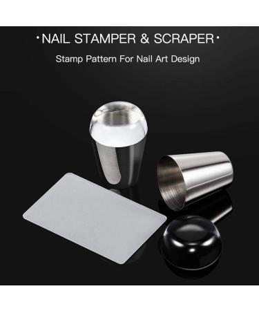 Nail Stamper DIY Nail Art Stamping Tool Nail Stamper Scraper Soft Silicone Clear Stamper Handle Shining Silicone Stamper for Stamped Nail Art(1#) - Buy Online on SooperMarket.com