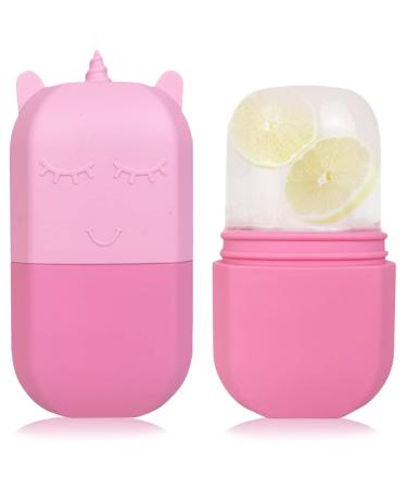 Ice Roller for Face and Eye Ice Face Roller Ice Facial Cube Cold Gua Sha Face Massage Silicone face Ice Mold for Face Beauty to Tighten Ice Roller Skin Care Tools (Pink) Style 2