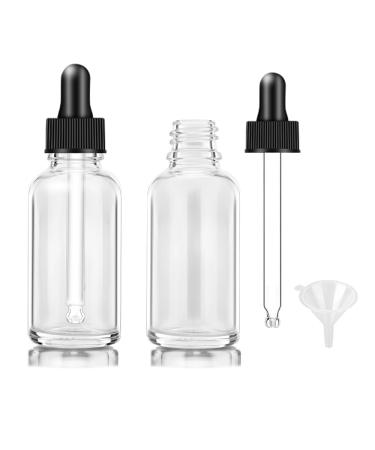 Bumobum Dropper Bottle 2 oz Clear Glass Eye Dropper Bottles for Essential Oils with Labels and Funnel 2 pack Tincture Bottles with dropper 60 ml 2 pack Clear
