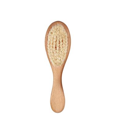 Baby Hair Brush with Wooden Handle and Super Soft Goat Bristles for Newborns & Toddlers Brown