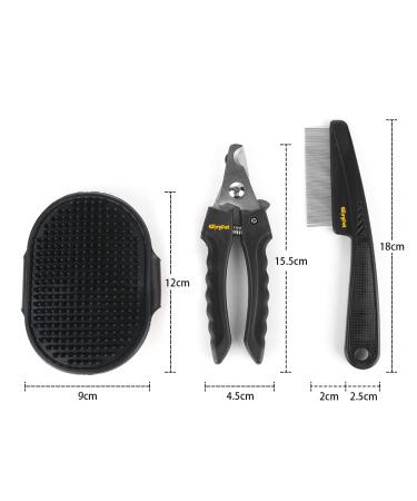 GloryPet 4 in 1 Professional Pet Grooming Kit: Brush, Deshedding Tool, Nail Clippers & Dematting Comb for Dogs/Cats - Long & Short Hair, Medium & Large Breeds (Black) - Buy Online on SooperMarket.com