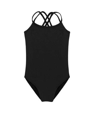 HiDance Ballet Leotards,Cotton Camisole Ballet Leotards for Girls/Toddlers/Kids,Double Strap Gymnastics and Ballet Dancewear Black 5XL(11-12 Years)