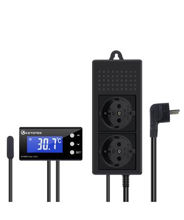 KetoTek Digital thermostat socket 230V with waterproof sensor KT4000 temperature controller socket socket thermostat for aquarium greenhouse heating and cooling kt4000 black