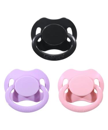 Landofgenie Adult Size Pacifier Large Teat Shield Pacifier 3pcs-Black+Pink+Purple Bone Shape