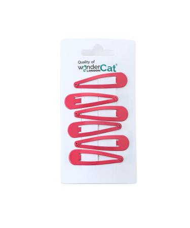6 PCS Metal Snap Hair clips Snap Pins Hair Grip 5CM Long (Pink)