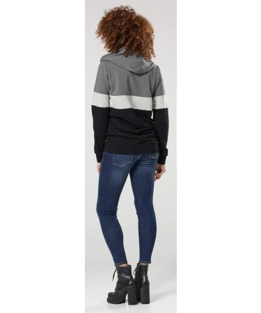 HAPPY MAMA Women's Nursing Hoodie Breastfeeding Maternity 503p 8 Graphite/Light Grey/Black - Buy Online on SooperMarket.com