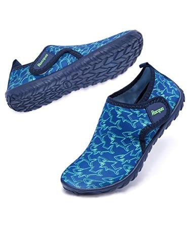 Racqua Boy's Girl's Kids Water Shoes Barefoot Swim Quick Dry Lightweight Sport Aqua Shoes(Little Kid/Big Kid) 4 Big Kid Hdk1602-shark