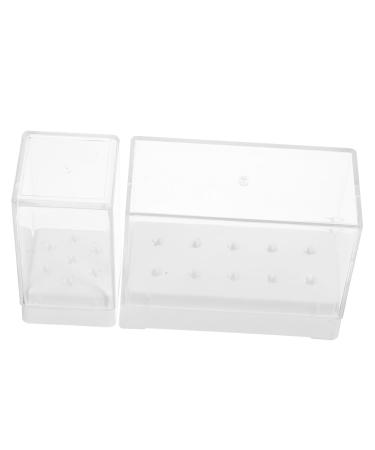Mipcase 2 Pcs Nail Drill Bit Container Drill Bit Stand for Nails Nail Drill Bit Holder Drill Bits Cleaning Brush Case Drill Bits Display Case Nail Bits Manicure Tools Portable Plastic