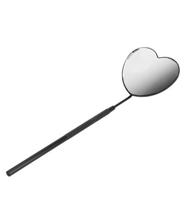 Mirror for Eyelash Heart Shaped Lash Mirror Detachable Mirror for Lash Extension Supplies Professional Portable Stainless Steel Makeup Eyelash Mirror for Lash Extension(Black)