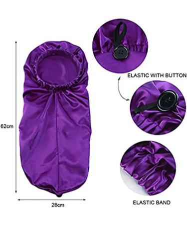 Shop Ladaypoa Long Satin Hair Hood for Girls | 2-Piece Silky Sleeping Hat Set - Extra Large Black & Purple Satin Sleeping Cap - Buy Online on SooperMarket.com