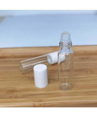 50 Pack 5ml Clear Roller Bottles with White Lids for Essential Oils & Travel - Glass Oil Rollers - Buy Online on SooperMarket.com