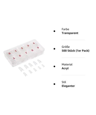 500pcs Natural French Acrylic Fake Nails Art Tips - Transparent False Nails with Box for Women & Girls - Buy Online on SooperMarket.com