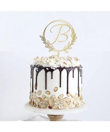 Vinisong Personalized Initial Letter B Golden Cake Topper - Rustic Wedding & Birthday Decoration - Buy Online on SooperMarket.com