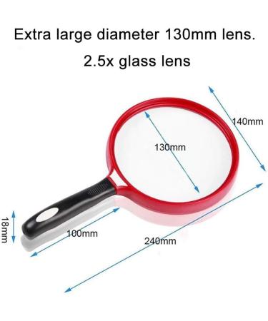  LOSCHEN 2.5x Handheld Reading Magnifier 130MM Large Magnifying Lens with Non-Slip Soft Handle Magnifying Glass Ideal for Reading/Exploring/Inspection/Maps/Hobbies and Crafts- For Kids/Adults/Elderly - Buy Online on SooperMarket.com