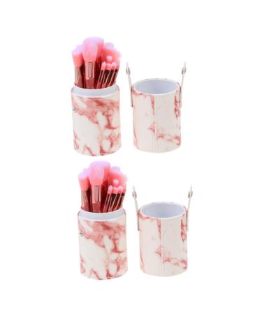 Housoutil 2 Sets Makeup Brush Set Powder Brush Makeup Vanities Makeup Vanity Desk Makeup Brush Holder Foundation Makeup Brush Face Dresser Makeup Tool Marbling Artificial Fiber Suite Pink