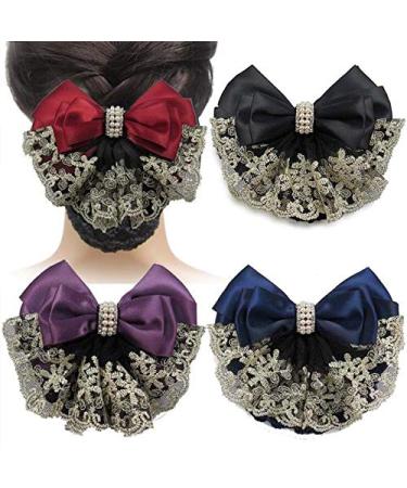 2Pcs Professional Hair Bun Cover Net Snood with Lace Pearl Decoration - Black Hair Accessories for Women Nurses and Stewardesses - Buy Online on SooperMarket.com