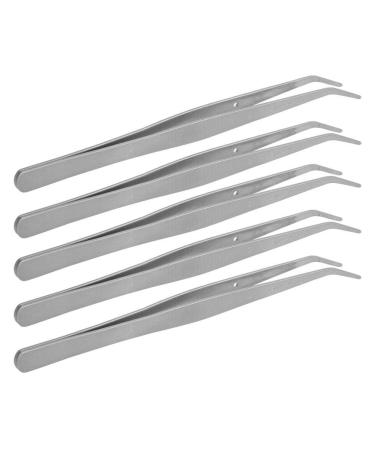 HEEPDD 5 pieces curved tweezers straight pointer tweezers made of stainless steel curved tweezers with pointed tips for eyelash extensions precisely