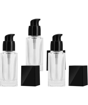 minkissy 3pcs Empty Glass Pump Bottles Square Cosmetic Bottles Refillable Makeup Dispensers for Foundation Lotion Cream 30ml (Black Cap) - Buy Online on SooperMarket.com