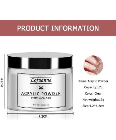 Lofuanna 17g Professional Clear Acrylic Powder Salon Quality Acrylic Nail Powder for Nails Extension Nail Art System for Home/Salon - Buy Online on SooperMarket.com