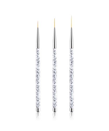 Sularpek Professional Nail Art Liner Brush  UV Gel Painting Nail Brushes  3PCS Nail Art Liner Brushes  for Nail Art Short Strokes  Details  Blending  Elongated Lines(White Marble)