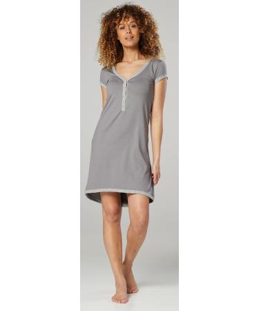 Happy Mama Maternity Nursing Nightdress Shirt Gown - Steel & Grey Melange - Buy Online on SooperMarket.com