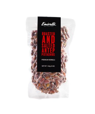 Emirelli Turkish Antep Pistachios, Roasted and Salted Without Shell Intense Nuts, Non GMO Natural Vegan Snacks, Remains Fresh with Resealable Bag (Roasted and Salted Pistachios- No Shell, Pack of 1) 5 Ounce (Pack of 1)