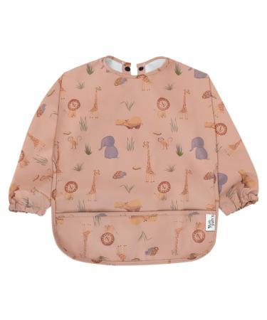 Yum Yum's Baby Bibs Silicone Bibs for Babies Baby Weaning Bib| Waterproof Bibs Long Sleeve Weaning Bib Baby Feeding Bibs Coverall Bibs for Baby Baby Bibs 6-12 Months Toddler Apron Pink Safari
