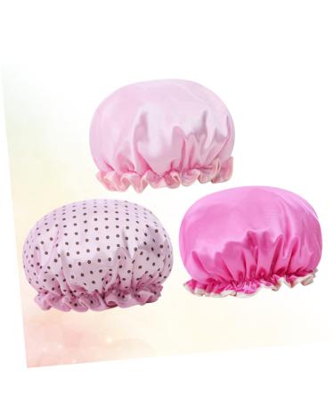 FRCOLOR Hair Bonnet 3pcs Women's Shower Cap Set | Double Layer Bath Visor for Curly Hair | Waterproof & Elastic Bathing Caps - Buy Online on SooperMarket.com