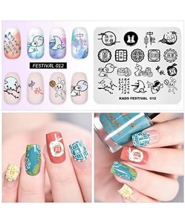 Alexnailart Nail Stamping Printing Plate Template Image Plate Stamper Scraper Chinese traditional Mid-Autumn Festival Theme Moon cake Pattern Nail Art Decoration DIY Print Manicure Design FE012 - Buy Online on SooperMarket.com