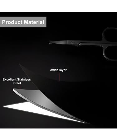 Stainless Steel Curved Nose Hair Scissors - Professional Trimming Tool for Ear, Nose, Eyebrows, Eyelashes - Rounded Safety Blades (Black) - Buy Online on SooperMarket.com
