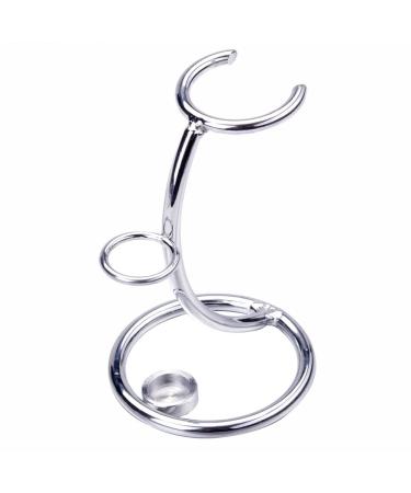 1 Piece Metal Shaving Brush and Razor Holder Shave Brush Stand Beard Brush Holder Razor Stand Razor Brush Holder for Razor Storage Men's Shaving Tool Silver