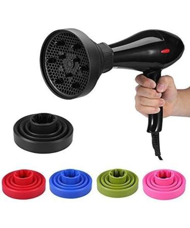 Folding Silicone Hairdryer Diffuser - Professional Salon Styling Tool with Universal Hood Cover (Black) - Buy Online on SooperMarket.com