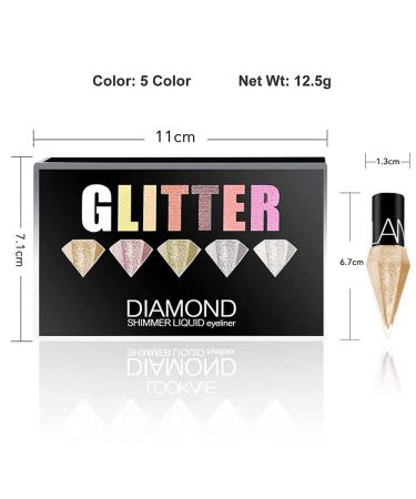 Go Ho Glitter Liquid Eyeliner Set - 5 Metallic Shimmer Colors for Waterproof and Long-Lasting Sparkle Eyes - Korean Makeup Collection - Buy Online on SooperMarket.com