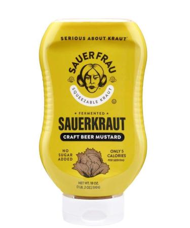 SAUER FRAU Squeezable Craft Beer Mustard Sauerkraut, 18 OZ Craft Beer Mustard 1.12 Pound (Pack of 1)