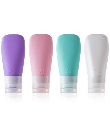 MODENGKONGJIAN Leak Proof Travel Bottles TSA Approved Silicone Squeezable Travel Shampoo Bottles Refillable Toiletry Cosmetic Container 2oz Portable Traveling Size Liquid Containers Kit (4 Pack)