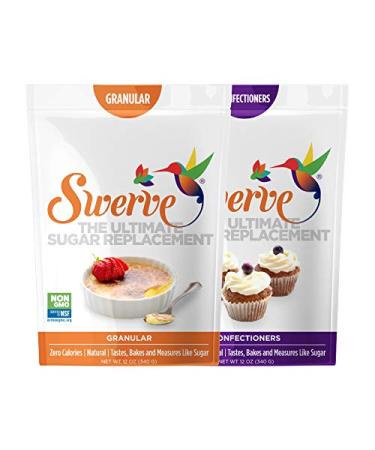 Swerve Sweetener Granular and Confectioners Baker's Bundle - Sugar Substitute, Zero Calorie, Keto Friendly, Zero Sugar, Non-Glycemic, 12oz (2 Pack) Bakers Bundle 12 Ounce (Pack of 2)