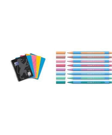 Oxford Touch Collegeblock B5 checked edge left 80 sheets sorted 5 pieces & Schneider 152289 slider edge pastel xb ballpoint pen (three-cante pencils with line XB) 8 Sorted bundle with ballpoint pen
