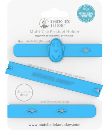 Matchstick Monkey Antimicrobial Silicone Holder Strap - Multi-Use for Teether, Bottle, Stroller, Car & Highchair (Blue, 55 cm) - Buy Online on SooperMarket.com