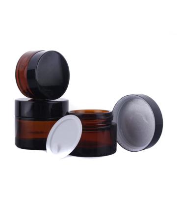 3 PCS Brown Glass Refillable Cosmetic Jars Empty Face Cream Lip Balm Container Pot Bottle with Black Lid (30 ml)