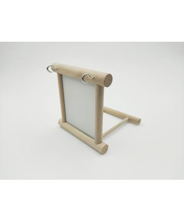 Bogoro Wooden Mirror & Bird Toy - Parrot Cage Accessories Fun Toys and Stylish Wooden Frame - Buy Online on SooperMarket.com