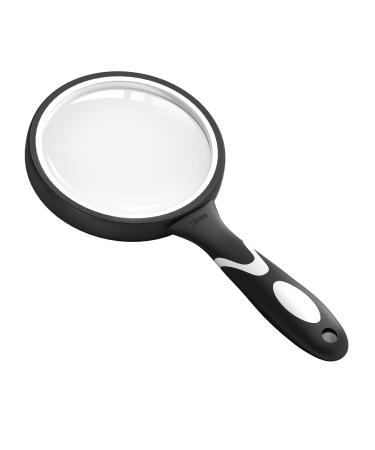 Big Magnifying Glass 10X Magnifying Glass for Kids Applied to Science Books Newspaper Reading Insects Hobby Observation Premium Non-Slip Soft Hand Shank Magnifying Glasses for Seniors Kids Black