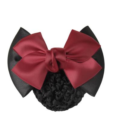 BEALIFE Elegant And Professional Snood Net Bow Hair Net For Stylish Hairdos Professional Hair Plate Mesh Pocket Cloth Good Gifts Two Bows-red